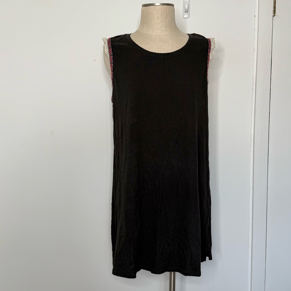 Natural Life Artisan Linen Shirt Dress
Womens Medium Black Lace Trim Tank Dress